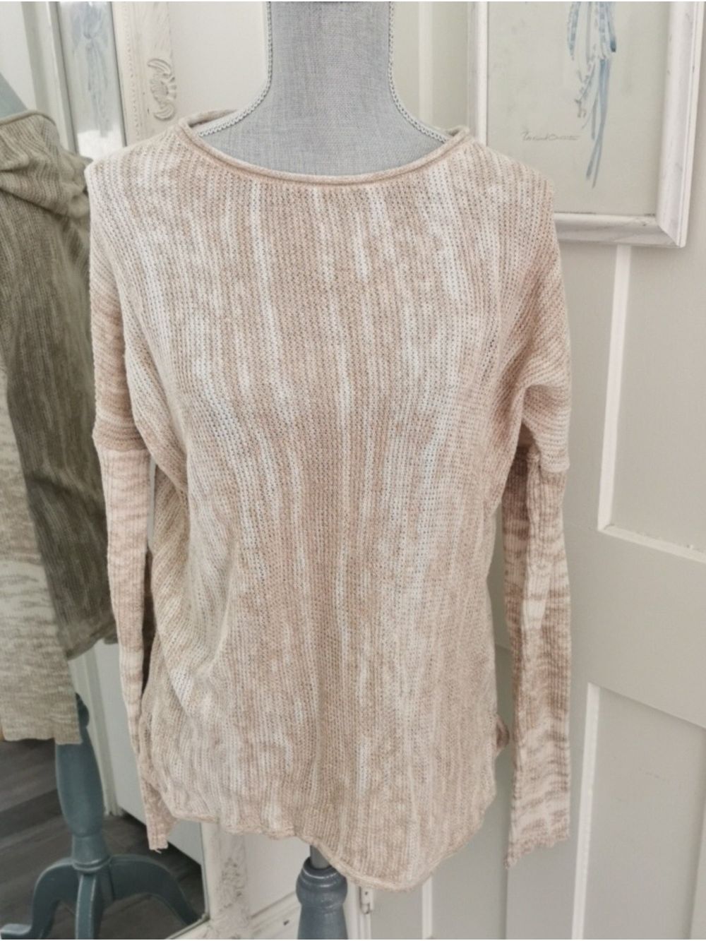 Jones New York Sport 90s Relaxed Tie-Dye Knit SweaterBeige/Cream Open Knit. XL